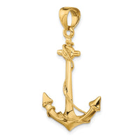 14k 3-D Anchor with Rope Pendant-C3342