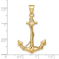 14k 3-D Anchor with Rope Pendant-C3342