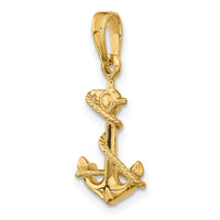 14k 3-D Anchor with Rope Pendant-C3343