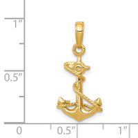 14k 3-D Anchor with Rope Pendant-C3343