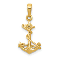 14k 3-D Anchor with Rope Pendant-C3343