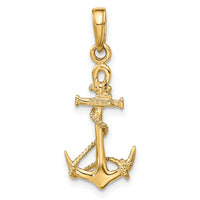 14k 3-D Anchor w/Shackle and Entwined Rope Pendant-C3344