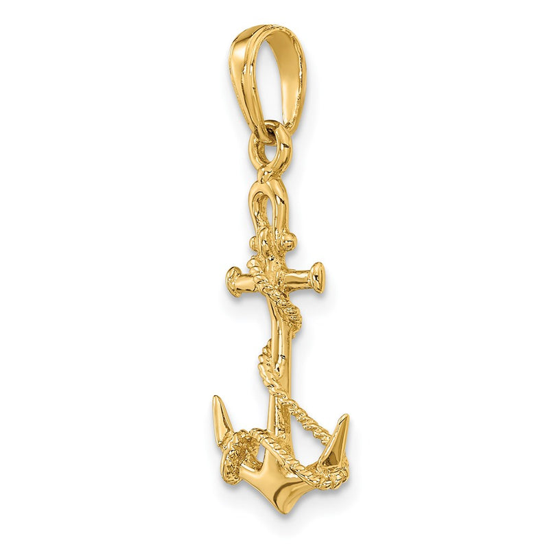 14k 3-D Anchor w/Shackle and Entwined Rope Pendant-C3344