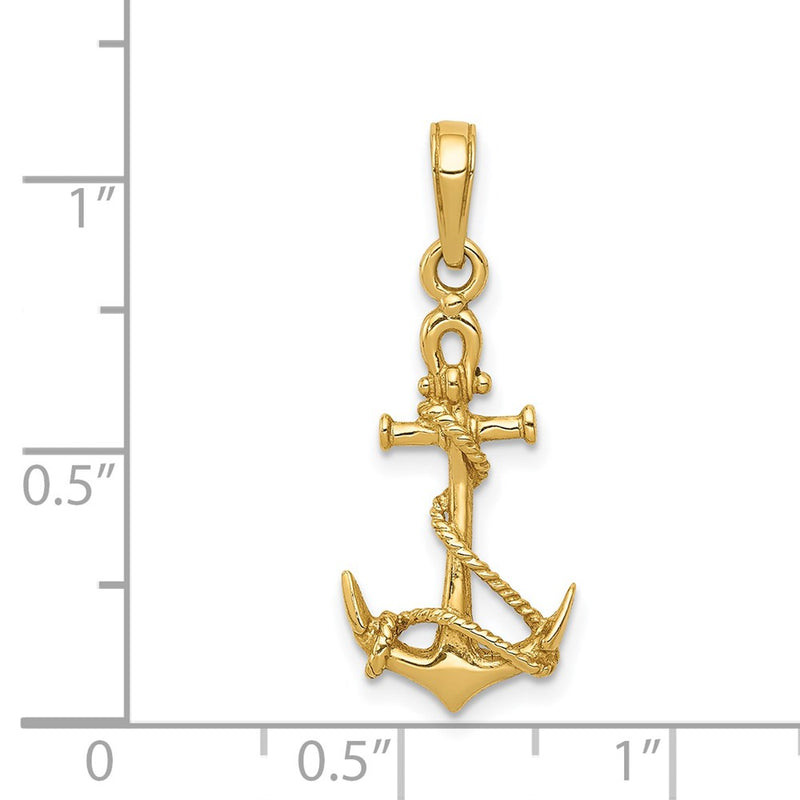 14k 3-D Anchor w/Shackle and Entwined Rope Pendant-C3344