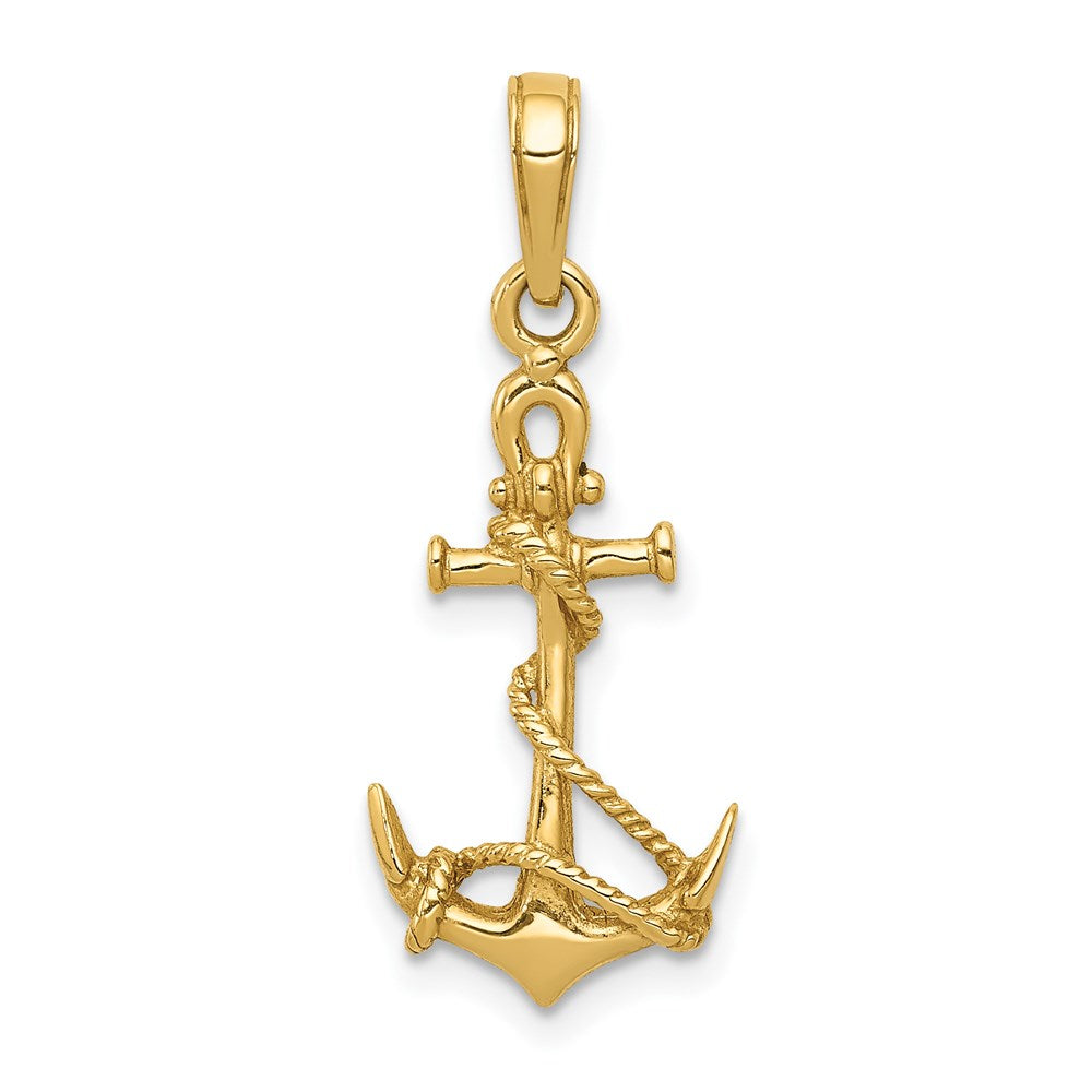 14k 3-D Anchor w/Shackle and Entwined Rope Pendant-C3344