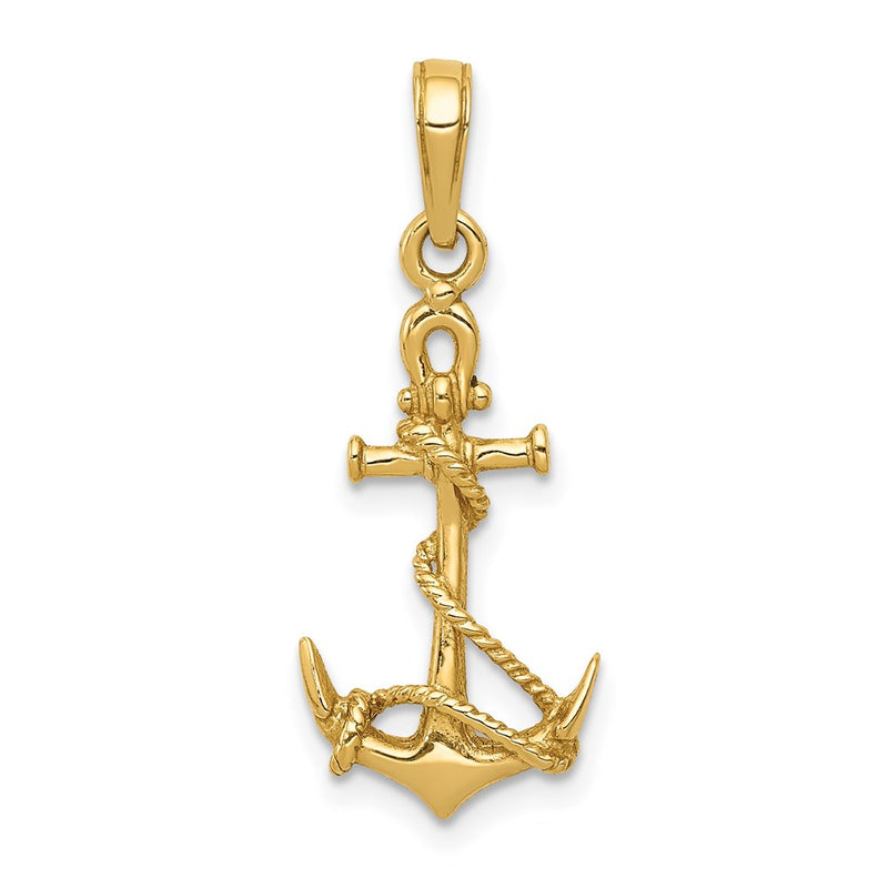 14k 3-D Anchor w/Shackle and Entwined Rope Pendant-C3344