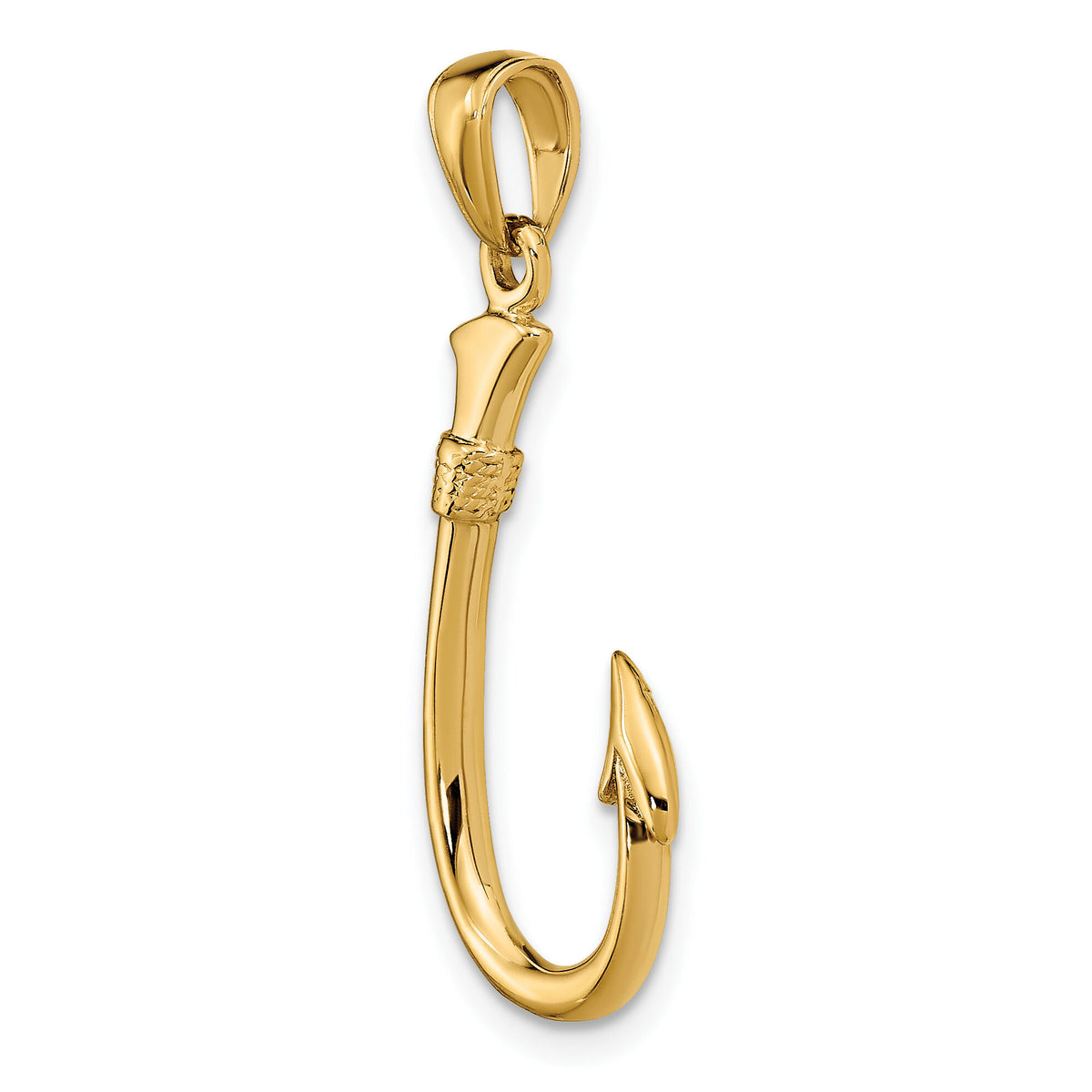 14k 3-D Fishing Hook Pendant-C3349