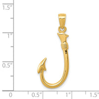 14k 3-D Fishing Hook Pendant-C3349