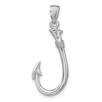 14K White Gold 3-D Fish Hook Charm-C3349W