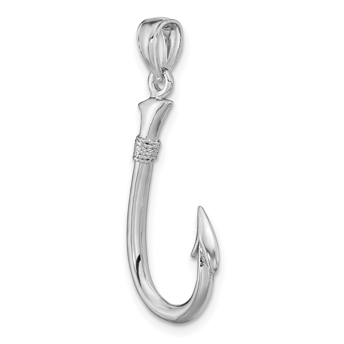 14K White Gold 3-D Fish Hook Charm-C3349W