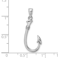 14K White Gold 3-D Fish Hook Charm-C3349W
