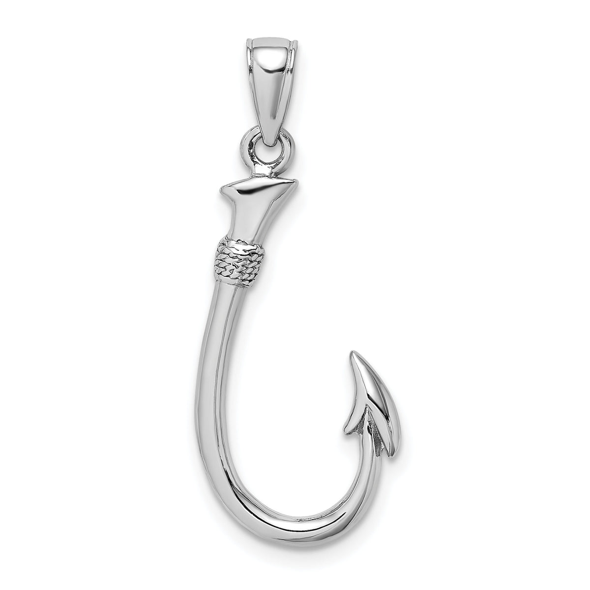 14K White Gold 3-D Fish Hook Charm-C3349W