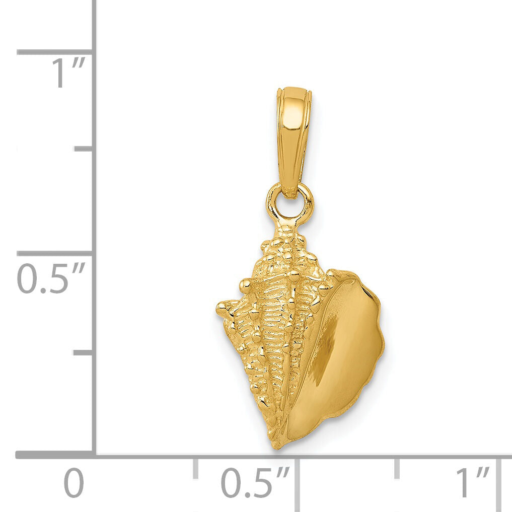 14k Solid Polished Conch Shell Pendant-C3369
