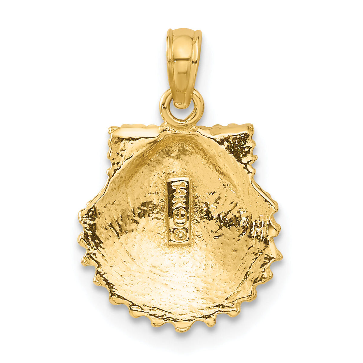 14k Textured Scallop Shell Pendant-C3376