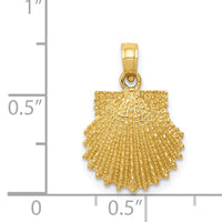 14k Textured Scallop Shell Pendant-C3376