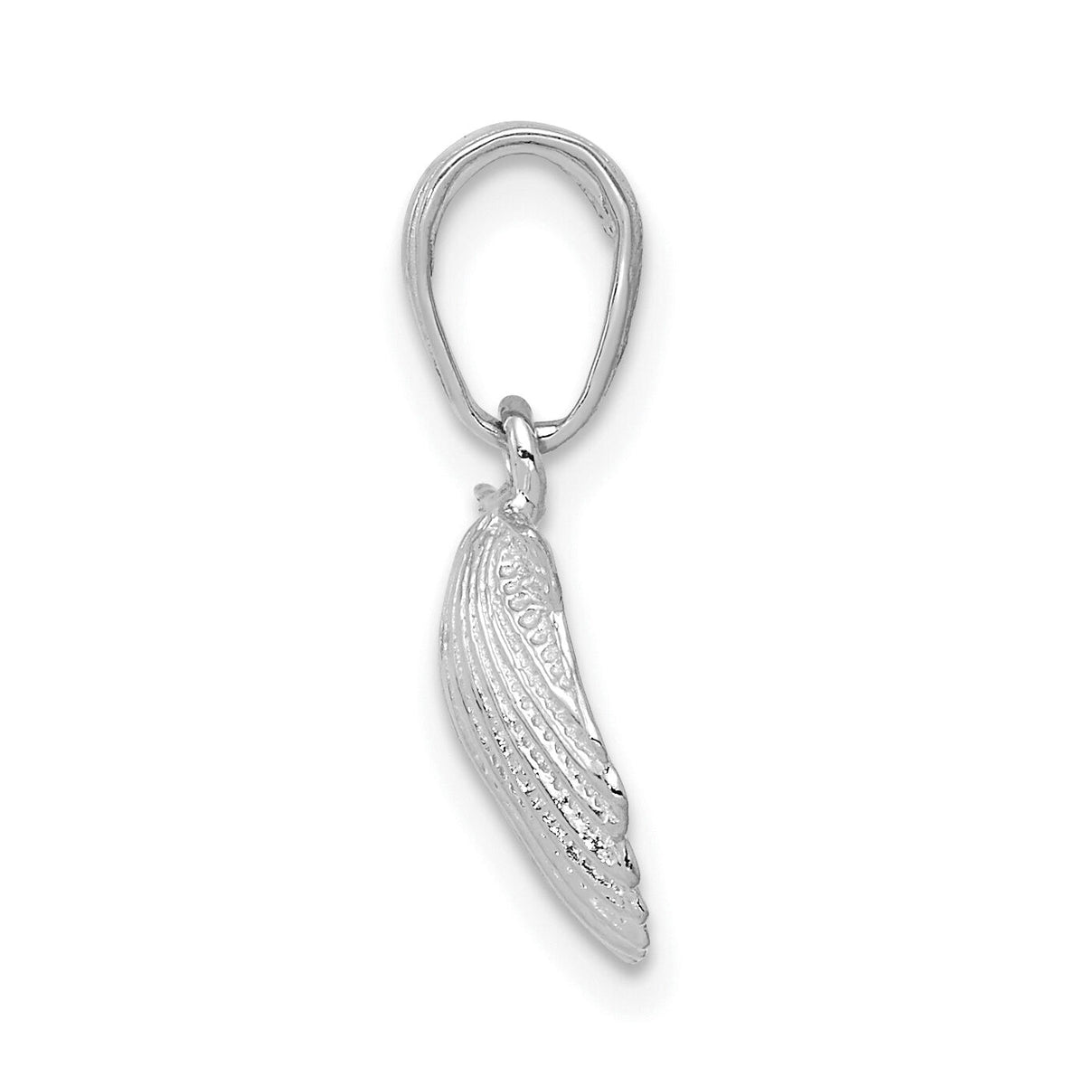 14k White Gold Scallop Shell Pendant-C3377W