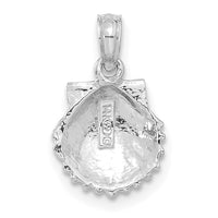 14k White Gold Scallop Shell Pendant-C3377W