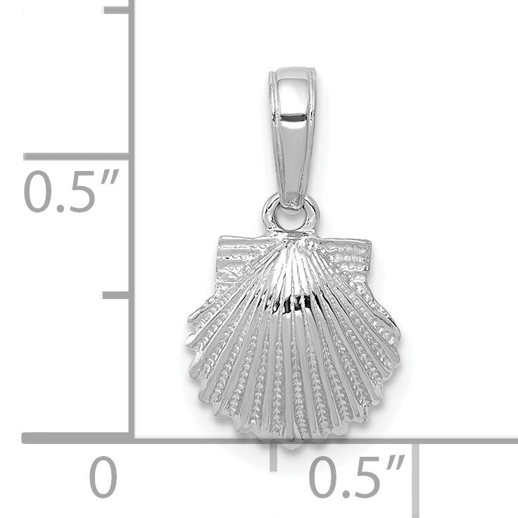 14k White Gold Scallop Shell Pendant-C3377W
