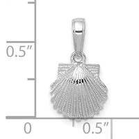 14k White Gold Scallop Shell Pendant-C3377W