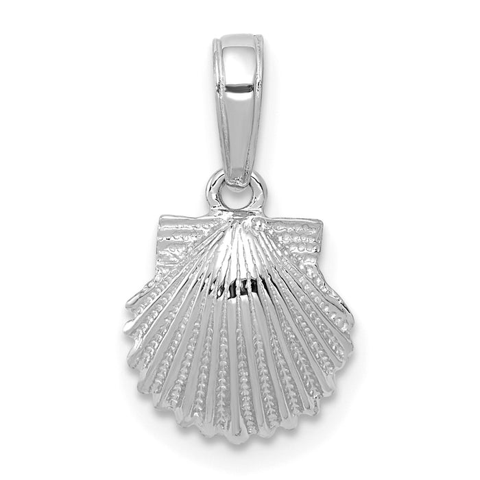 14k White Gold Scallop Shell Pendant-C3377W