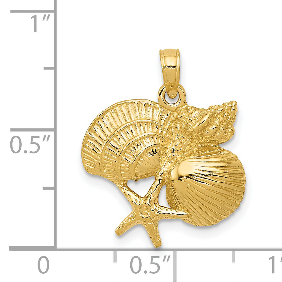 14k Four Shell Cluster Pendant-C3379