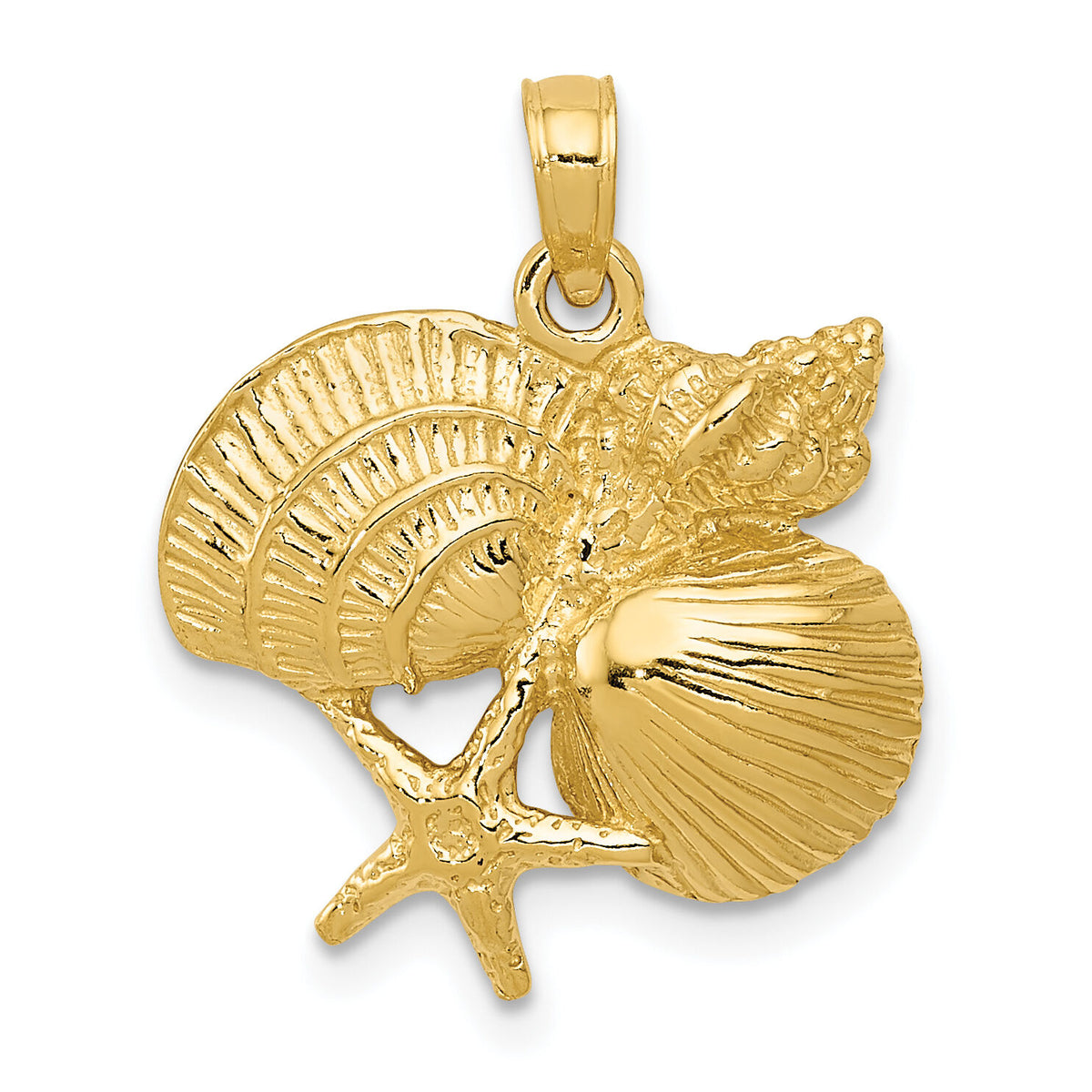 14k Four Shell Cluster Pendant-C3379