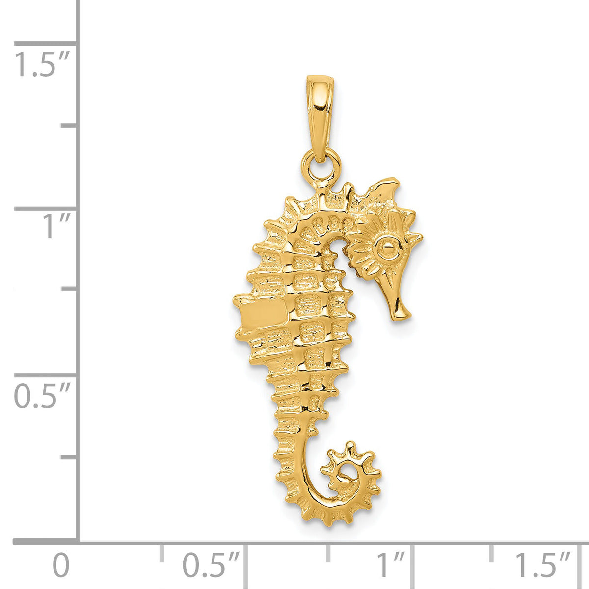 14k 3-D Seahorse Pendant-C3389