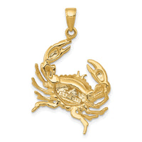 14k Stone Crab with Claw Extended Pendant-C3412