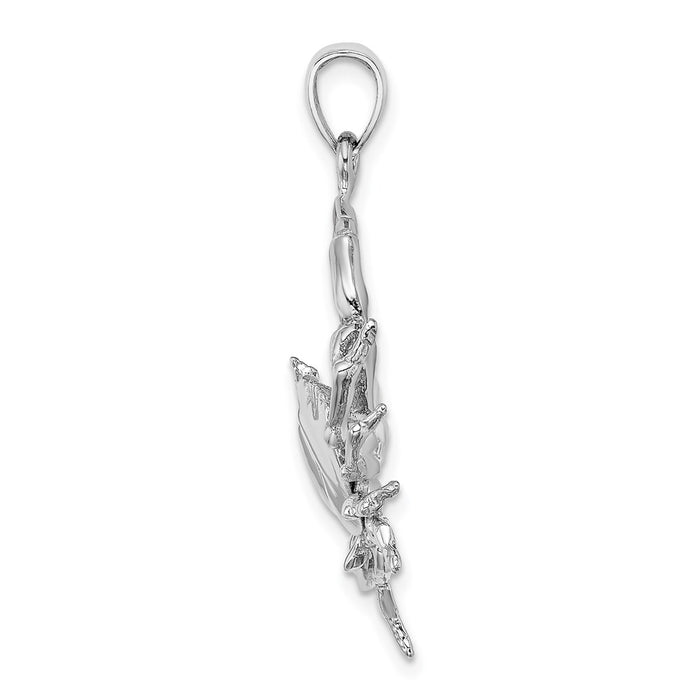 14K White Gold Stone Crab w/Claw Extender Charm-C3412W