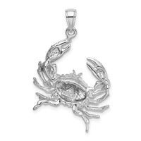 14K White Gold Stone Crab w/Claw Extender Charm-C3412W