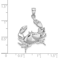 14K White Gold Stone Crab w/Claw Extender Charm-C3412W