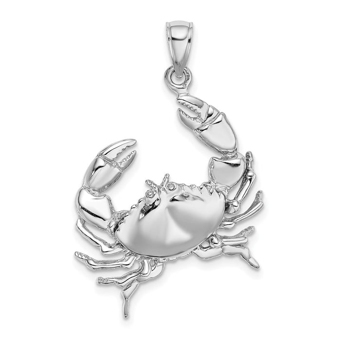 14K White Gold Stone Crab w/Claw Extender Charm-C3412W