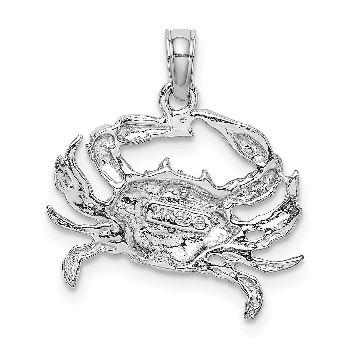 14K White Gold Blue Crab Charm-C3413W