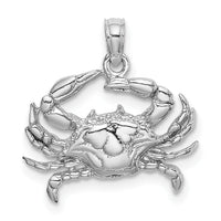 14K White Gold Blue Crab Charm-C3413W