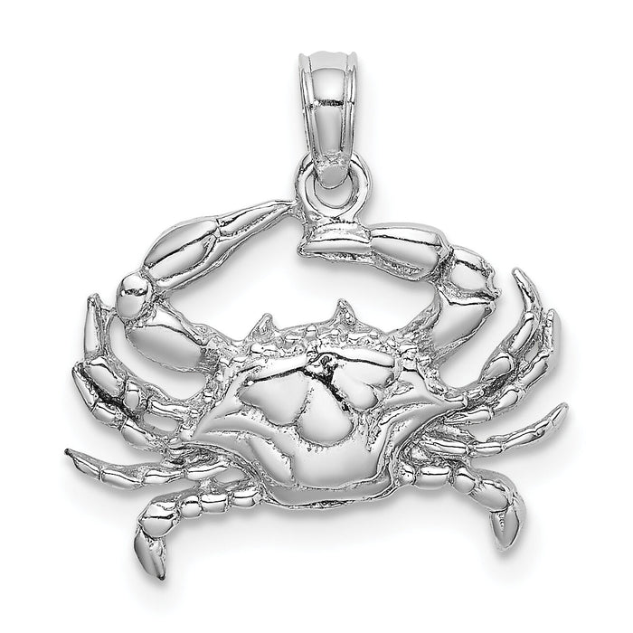 14K White Gold Blue Crab Charm-C3413W