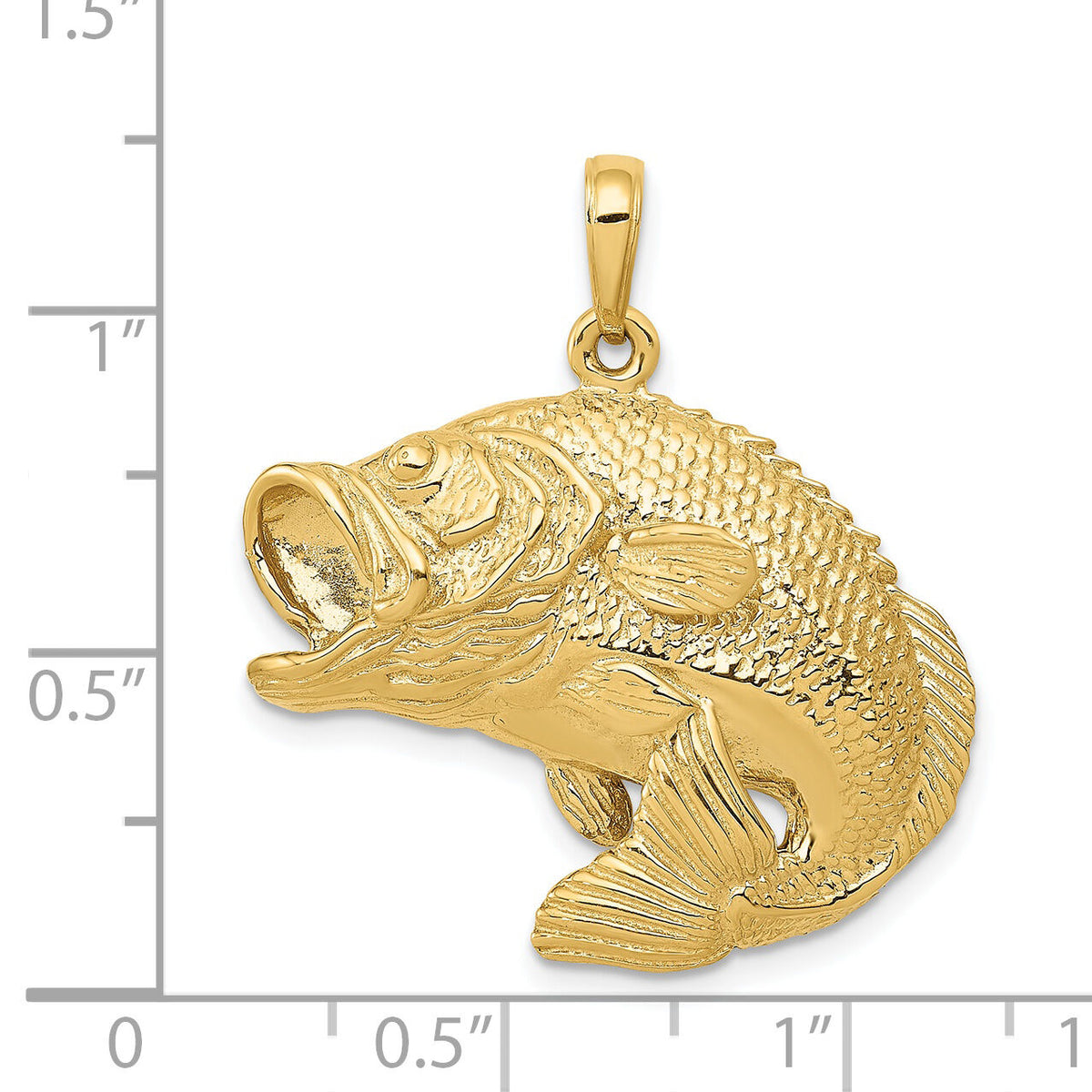 14k Bass Fish Jumping Pendant-C3417