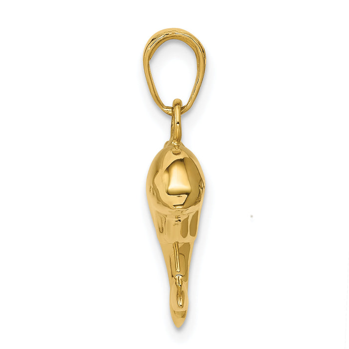 14K Polished 3-D Dolphin Pendant-C3426