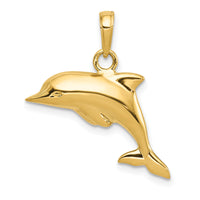 14K Polished 3-D Dolphin Pendant-C3426