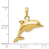 14K Polished 3-D Dolphin Pendant-C3426
