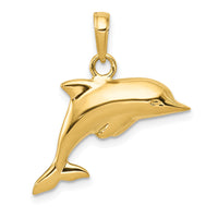 14K Polished 3-D Dolphin Pendant-C3426