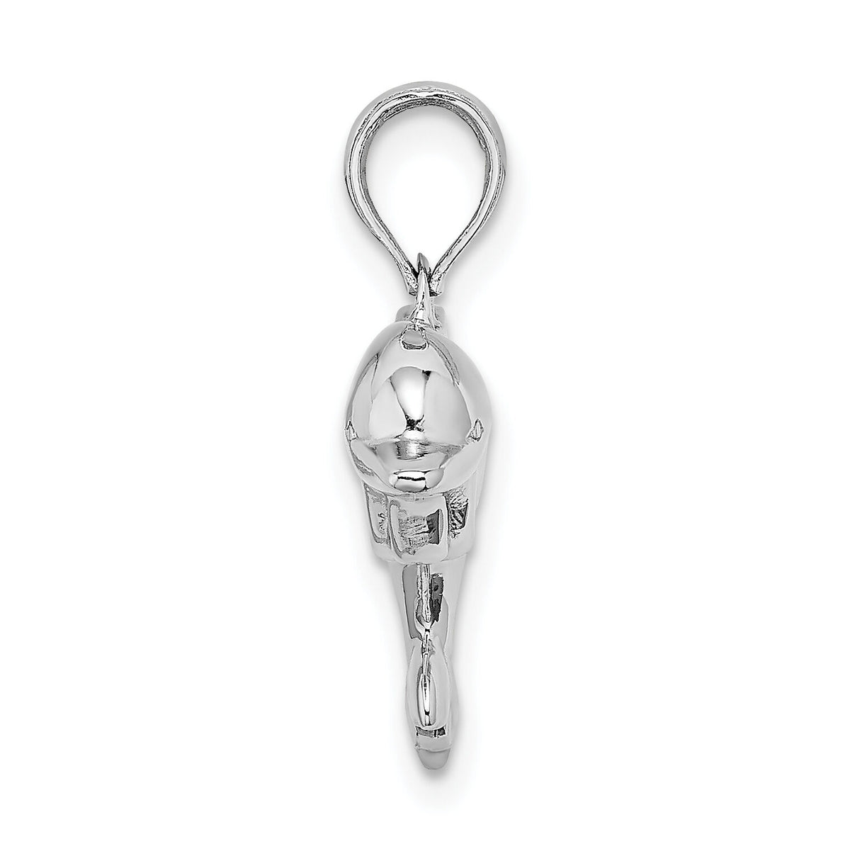 14K White Gold 3-D Puffed Dolphin Charm-C3426W