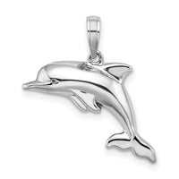 14K White Gold 3-D Puffed Dolphin Charm-C3426W