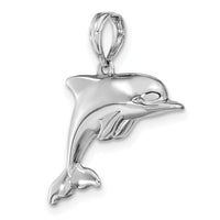 14K White Gold 3-D Puffed Dolphin Charm-C3426W
