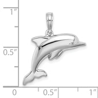 14K White Gold 3-D Puffed Dolphin Charm-C3426W