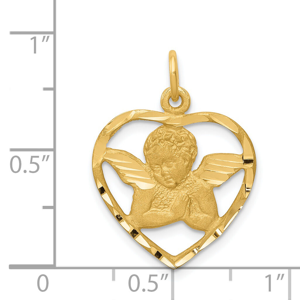14k Angel in Heart Charm-C343
