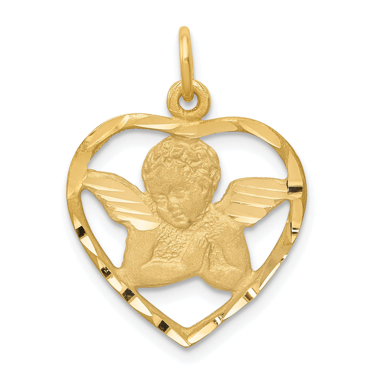 14k Angel in Heart Charm-C343
