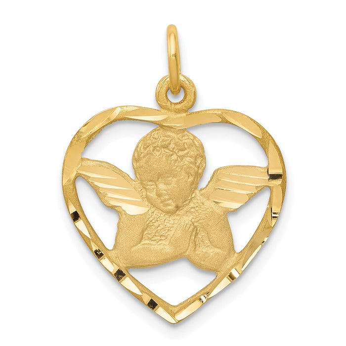 14k Angel in Heart Charm-C343