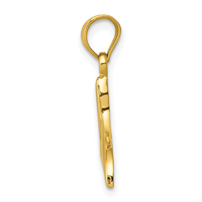 14k Solid Polished Open-Backed Whale Tail Pendant-C3430