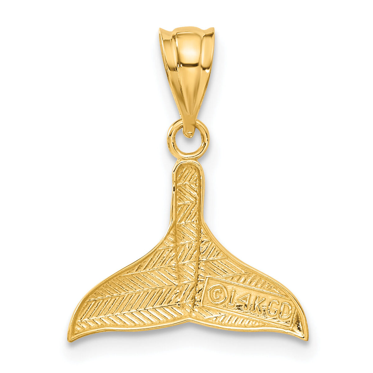 14k Solid Polished Open-Backed Whale Tail Pendant-C3430