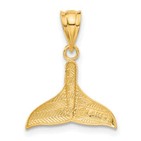 14k Solid Polished Open-Backed Whale Tail Pendant-C3430
